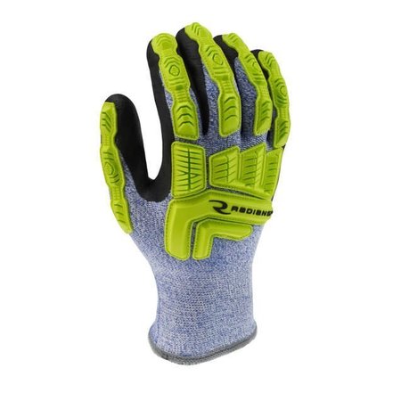 Radians Radians¬Æ Cut Resistant Insulated Gloves, Micro Nitrile Palm, Grn/Blk/Blu, 2XL, 1 Pr RWG604XXL